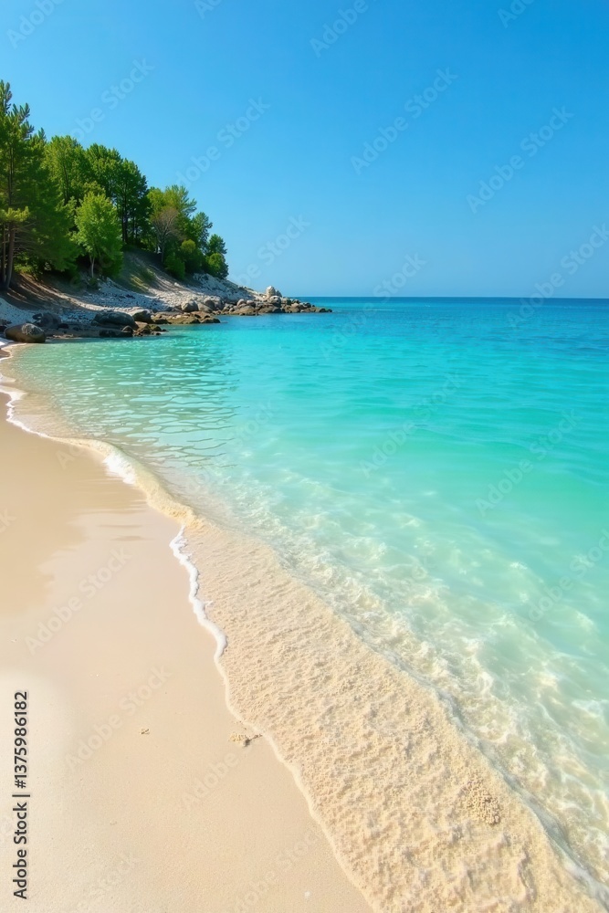 Crystal-clear Lake Michigan water, sandy shore , purity, sun, summer Crystal-clear Lake Michigan water, sandy shore , purity, sun, summer