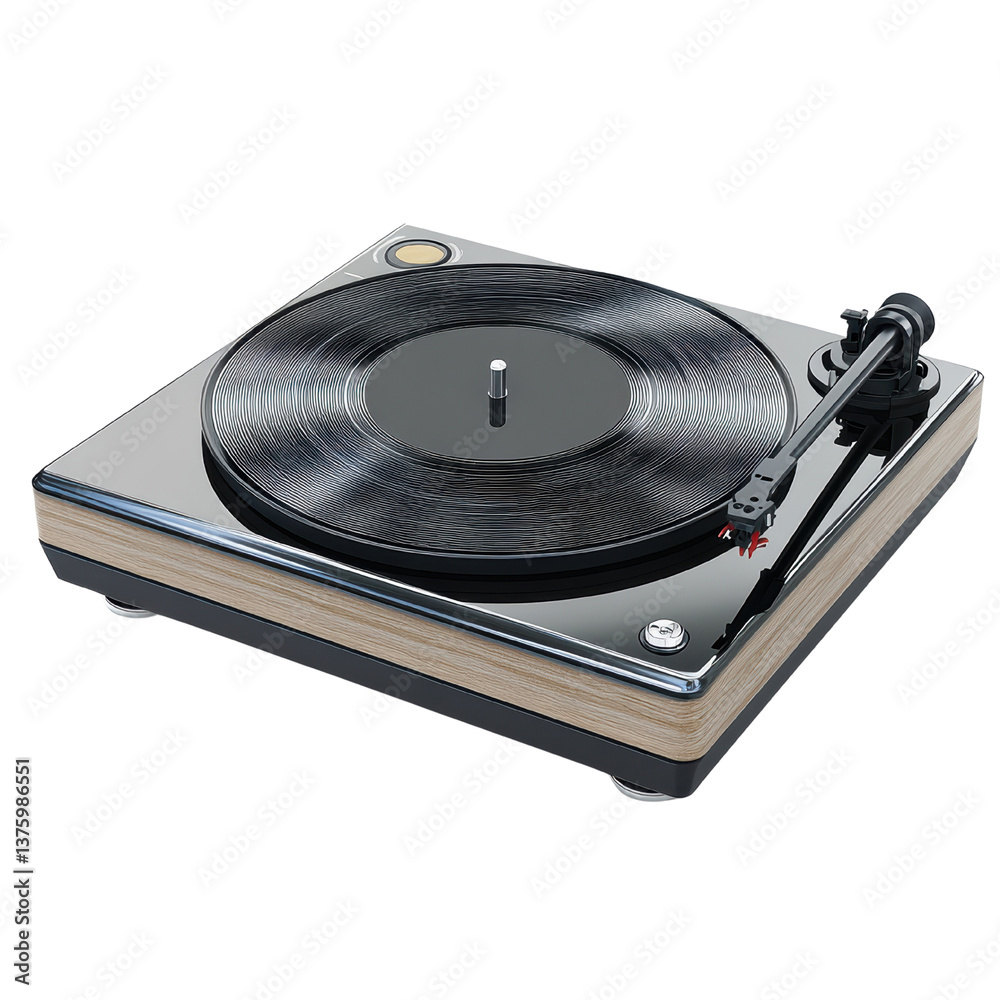Fototapeta premium Retro-Style Turntable with Sleek Design on a white background.