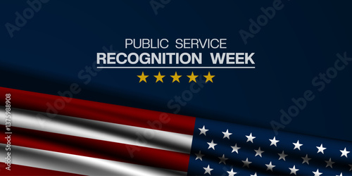 May is Public Service Recognition Week. Great for posters, banners, social media and more. Blue background.
