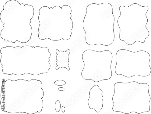 四角形ベースのもこもこフキダシセット