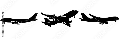Airplanes in silhouette over a horizon during a vibrant sunset capturing the essence of air travel and adventure