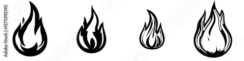 Various flame designs showcasing different shapes and sizes illuminated against a white background