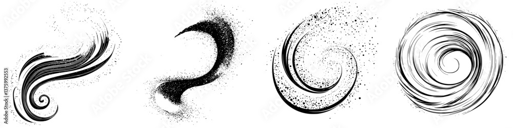 Swirling patterns of black ink create dynamic designs for artistic exploration in creative projects Swirling patterns of black ink create dynamic designs for artistic exploration in creative projects