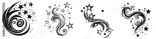 Decorative swirls and stars create a whimsical design perfect for crafts and artistic projects