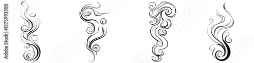 Unique swirl designs created using fluid lines and curves showcasing artistic expression in black and white