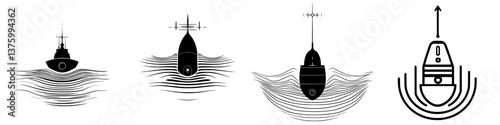 Exploring underwater technology through various vessel designs and sonar wave patterns for navigation and research