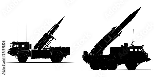 Military launch vehicles positioned with missiles ready for deployment during a training exercise in a secure location