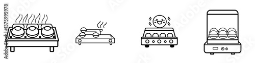 Food preparation process with steaming dumplings and heated trays in a bustling kitchen setting during lunchtime