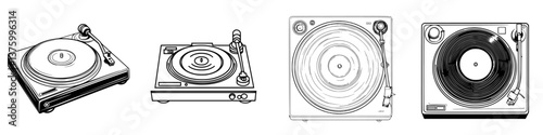 Vintage turntables showcasing classic design and craftsmanship from various eras in music history