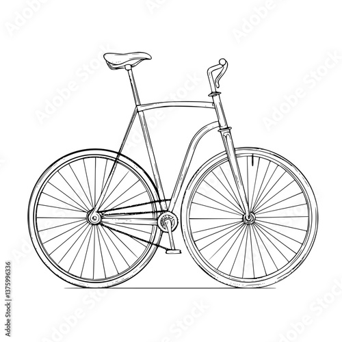 Classic single-speed bicycle with a minimalist design featuring a sleek frame and thin tires