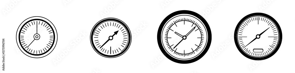 Various timepieces displaying different designs and styles of clock faces with various time displays in a minimalist style Various timepieces displaying different designs and styles of clock faces with various time displays in a minimalist style