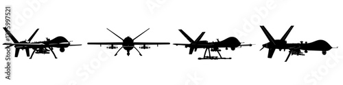 Multiple types of military aircraft silhouettes displayed against a white background