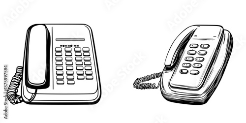 Two classic telephone models displayed side by side highlighting vintage and modern designs in communication technology
