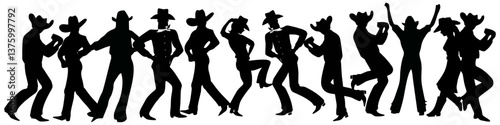 illustration of grouping line dances - sillhouette of grouping line dance