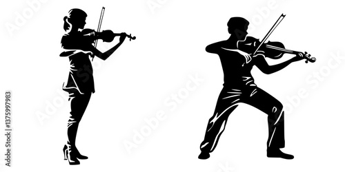 Two violinists perform in a dynamic duet showcasing their skills and passion for music