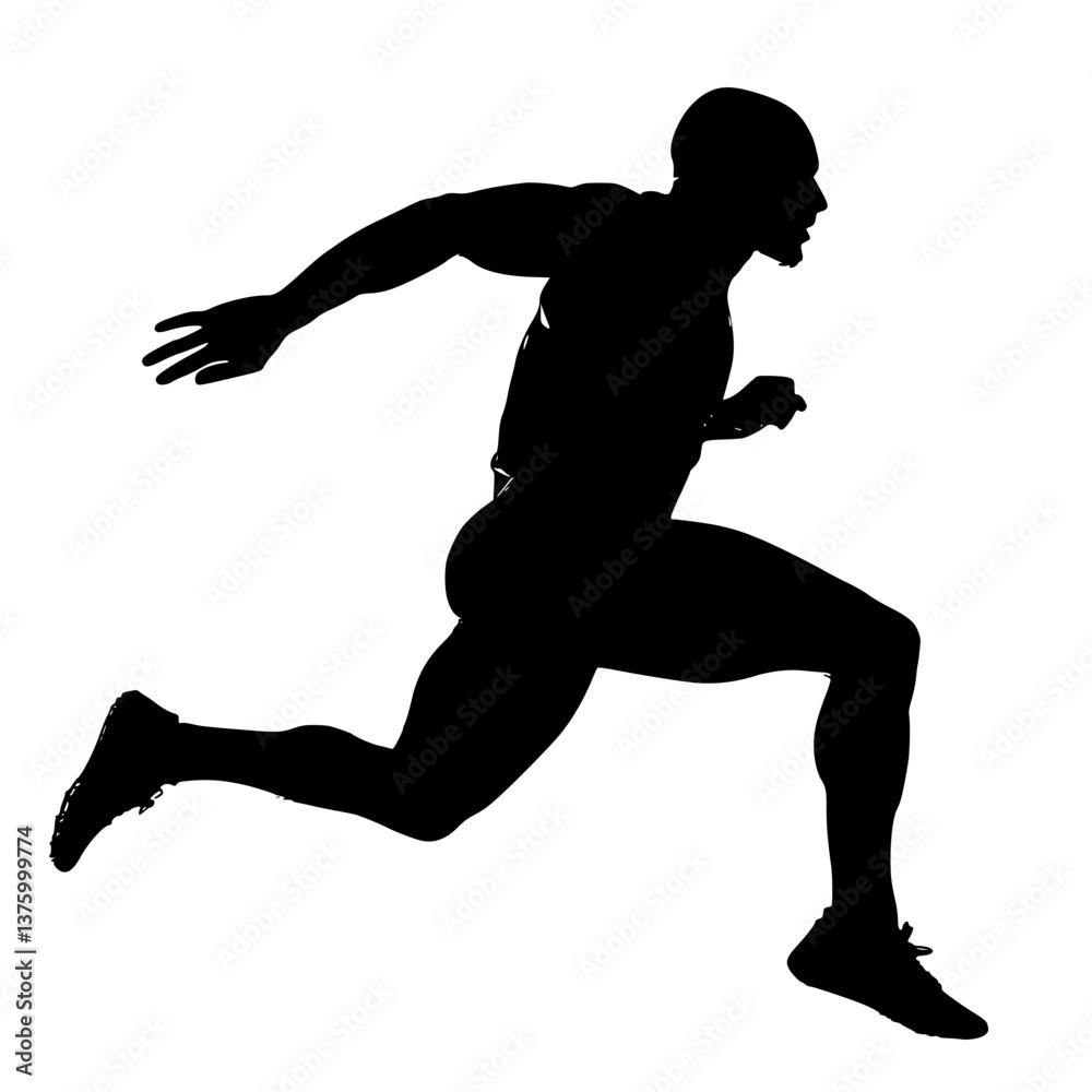 Dynamic runner captures the essence of speed and athleticism in a powerful silhouette Dynamic runner captures the essence of speed and athleticism in a powerful silhouette