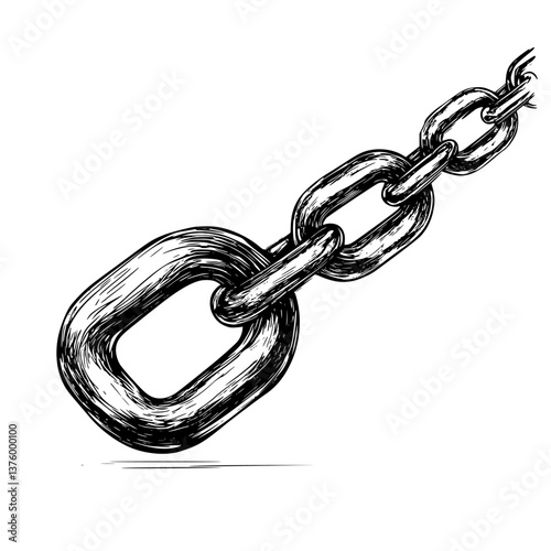 Intricate metal chain links arranged strategically in a linear pattern showcasing strength and connection