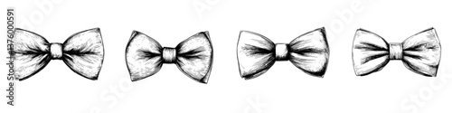 Classic bow ties in various styles displayed in a minimalist design suitable for formal occasions and fashion accessories