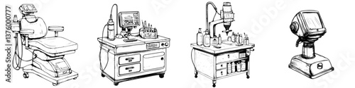 Equipment setup for a professional skincare treatment session in a modern clinic