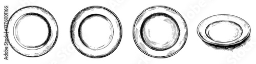 Empty plates arranged in a row on a table during a casual dining experience