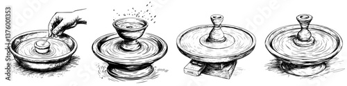 Artisan demonstrates pottery wheel techniques in a traditional studio showcasing craftsmanship and skill development