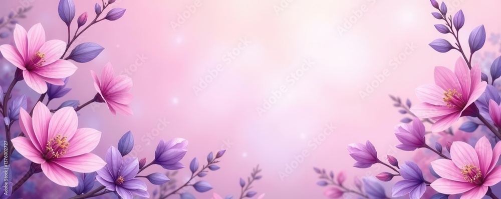 Naklejka premium Lilac and pink floral wedding invite template, elegant design , stationery, graphic