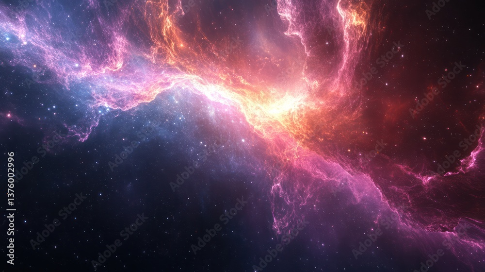 Obraz premium Interwoven Filaments in the Cosmic Expanse Reflect the Universe’s Dynamic Energy