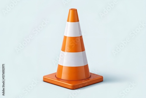A single traffic cone standing upright, representing construction work