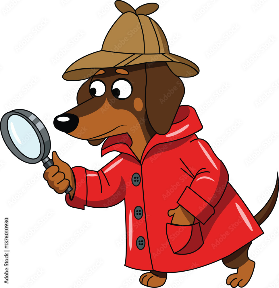Cute Detective Dachshund Dog 