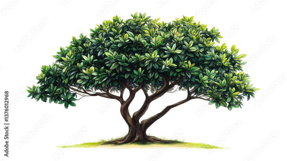 custom made wallpaper toronto digitalLush Green Tree Illustration on Black, cut out transparent