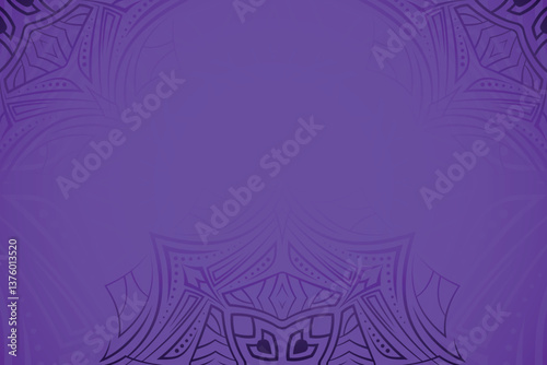 Ornamental purple background with abstract mandala pattern, gradient effect, decorative floral elements, vector illustration.