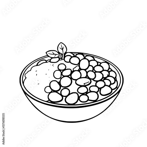 Delicious Red Bean Dessert in Bowl with Cream