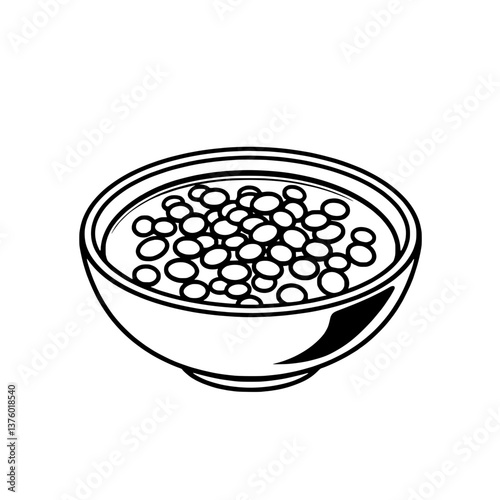 Bowl of Brown Stew Topped with Green Peas