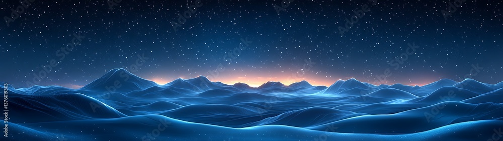 Nightfall Mountain Range with Starry Sky. Nightfall Mountain Range with Starry Sky.