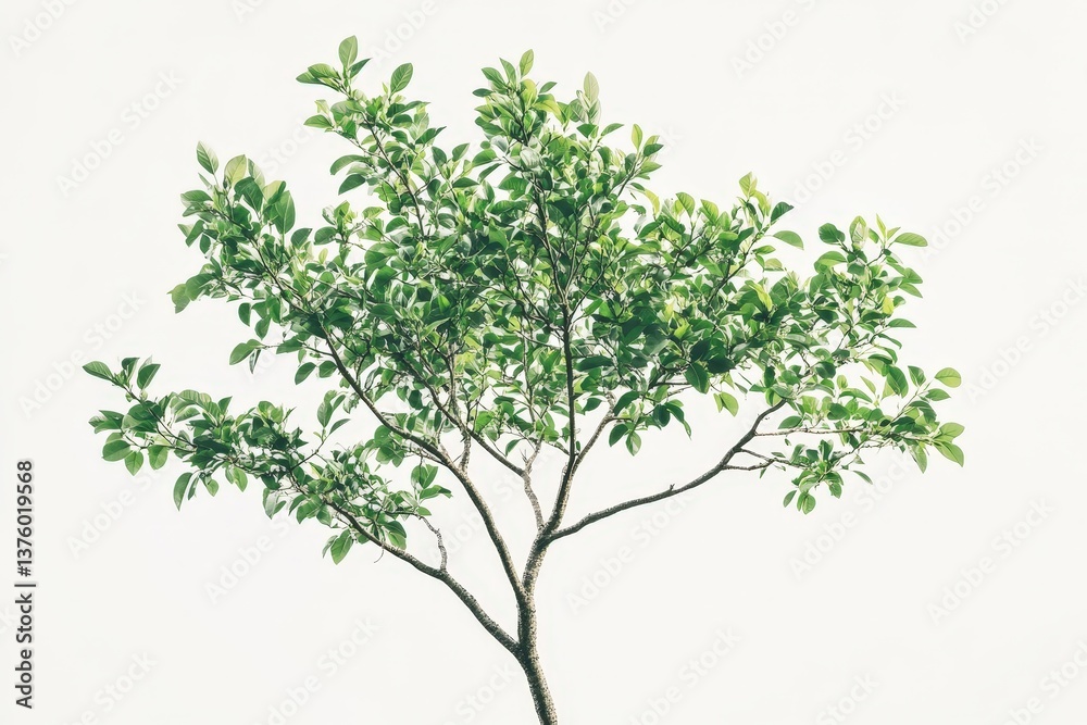 Fototapeta premium A detailed view showing a tree with green leaves and branches