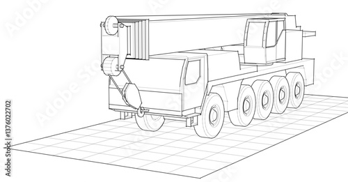 mobile crane sketch 3d illustration