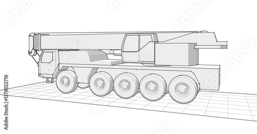 mobile crane sketch 3d illustration