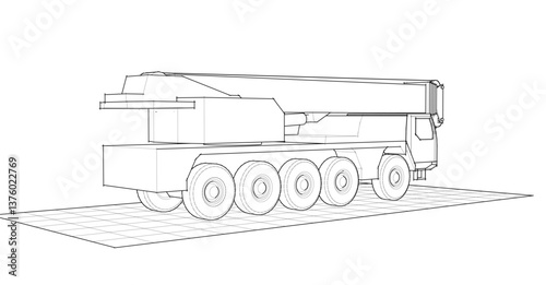mobile crane sketch 3d illustration