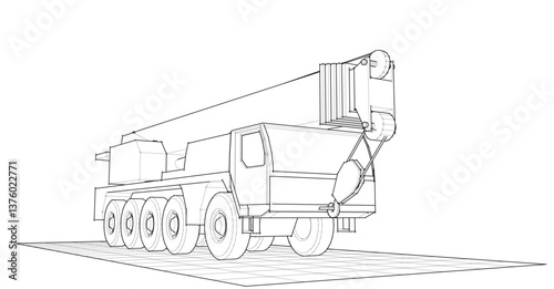 mobile crane sketch 3d illustration