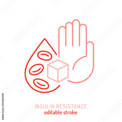 Insulin resistance icon. Outline symbol, line sign.