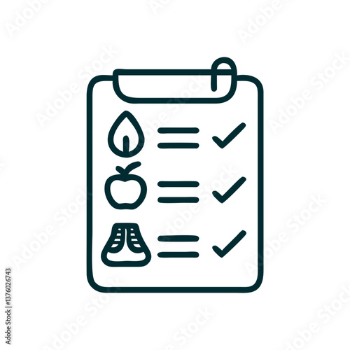 Checklist for Healthy Living Icons in Minimalist Style  