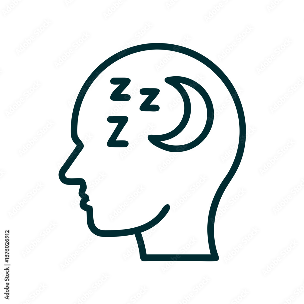 Sleep Disorder Concept with Moon and Zzz Symbols in Outline Style Sleep Disorder Concept with Moon and Zzz Symbols in Outline Style