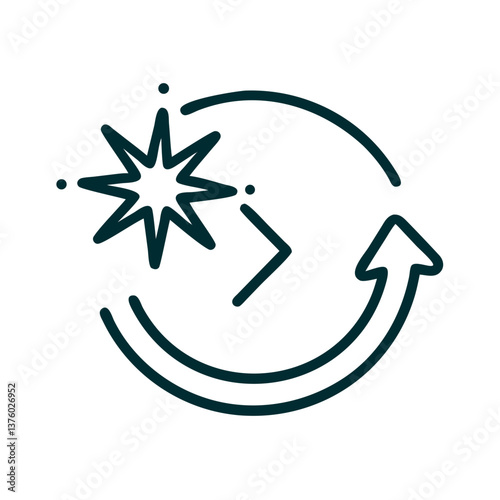 Abstract arrow and burst symbolizing progress and change  