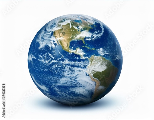 Blue planet earth isolated on white background. Clipping path. Elements of this image furnis