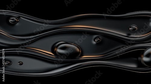 Obraz na płótnie Complex black abstract shapes intertwine against a dark backdrop, showcasing hyper realism through advanced 3D rendering techniques. w salonie