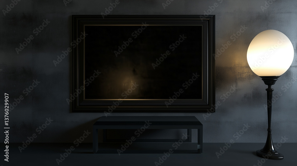 Fototapeta premium A modern TV framed as art on a minimalist wall, blending technology with timeless elegance