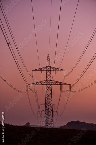 Obraz na płótnie High Voltage Cables, Burgenland, Austria w salonie
