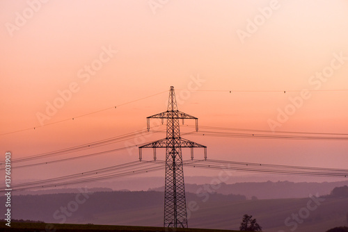 Obraz na płótnie High Voltage Cables, Burgenland, Austria w salonie
