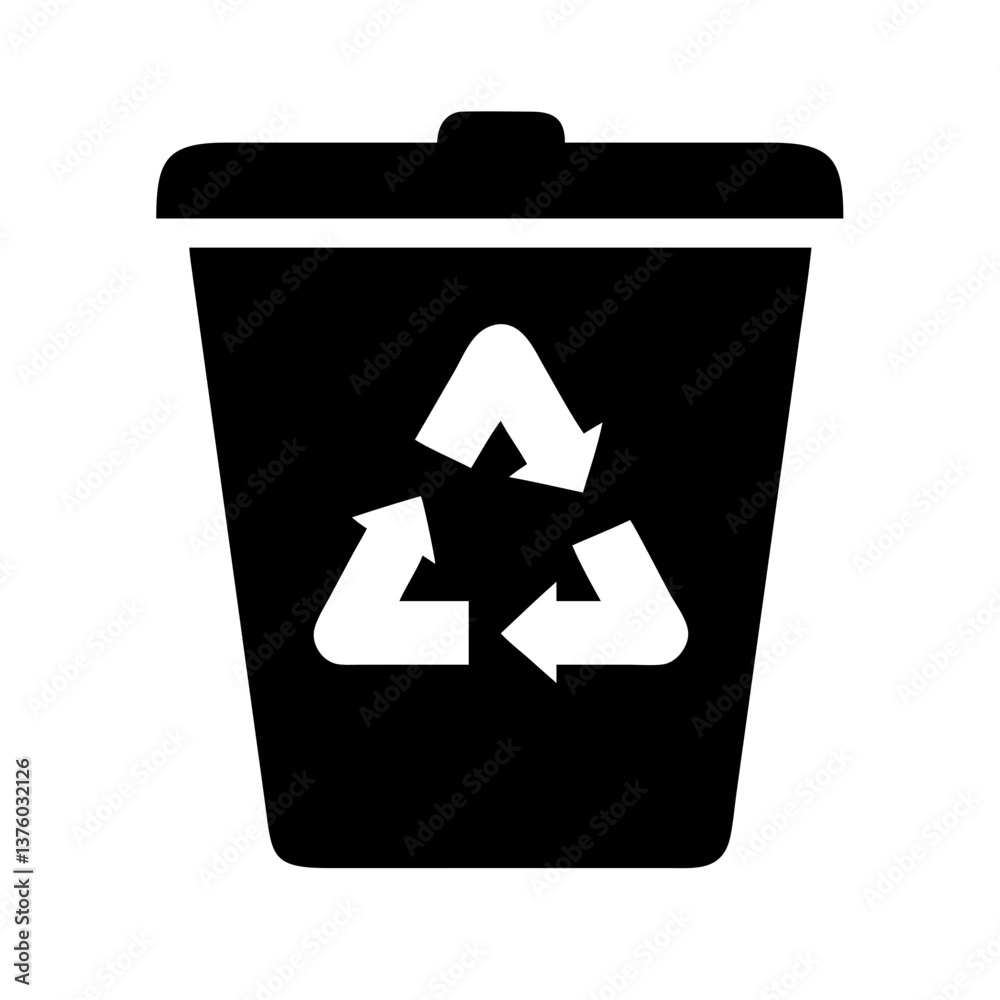 Recycling bin with symbol representing waste management Recycling bin with symbol representing waste management