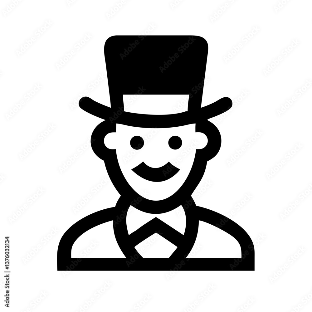 Elegant gentleman wearing a top hat with a friendly expression Elegant gentleman wearing a top hat with a friendly expression